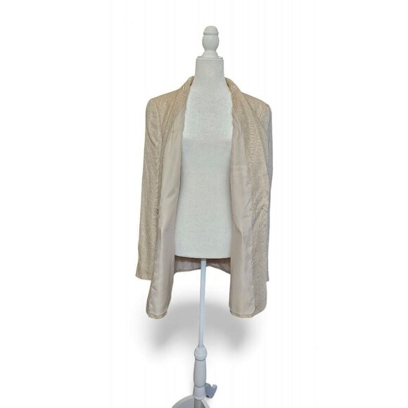 Land's End women's tan wool silk & linen women's blazer jacket size 14 TALL - Picture 5 of 9